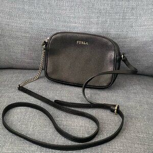 FURLA Black Crossbody Mini Bag in Saffiano Leather